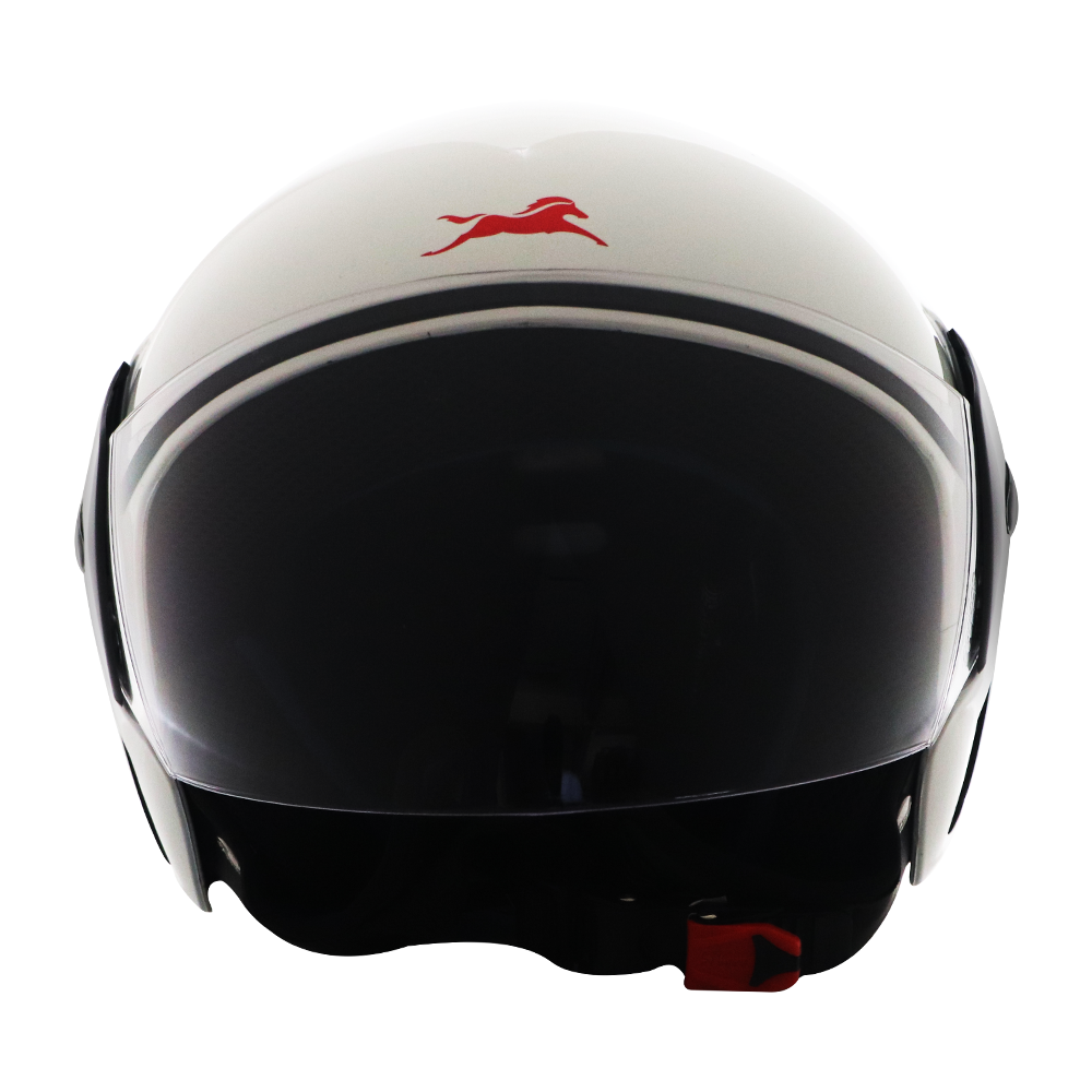 Half-Face Glossy White Helmet  Sleek and Protective